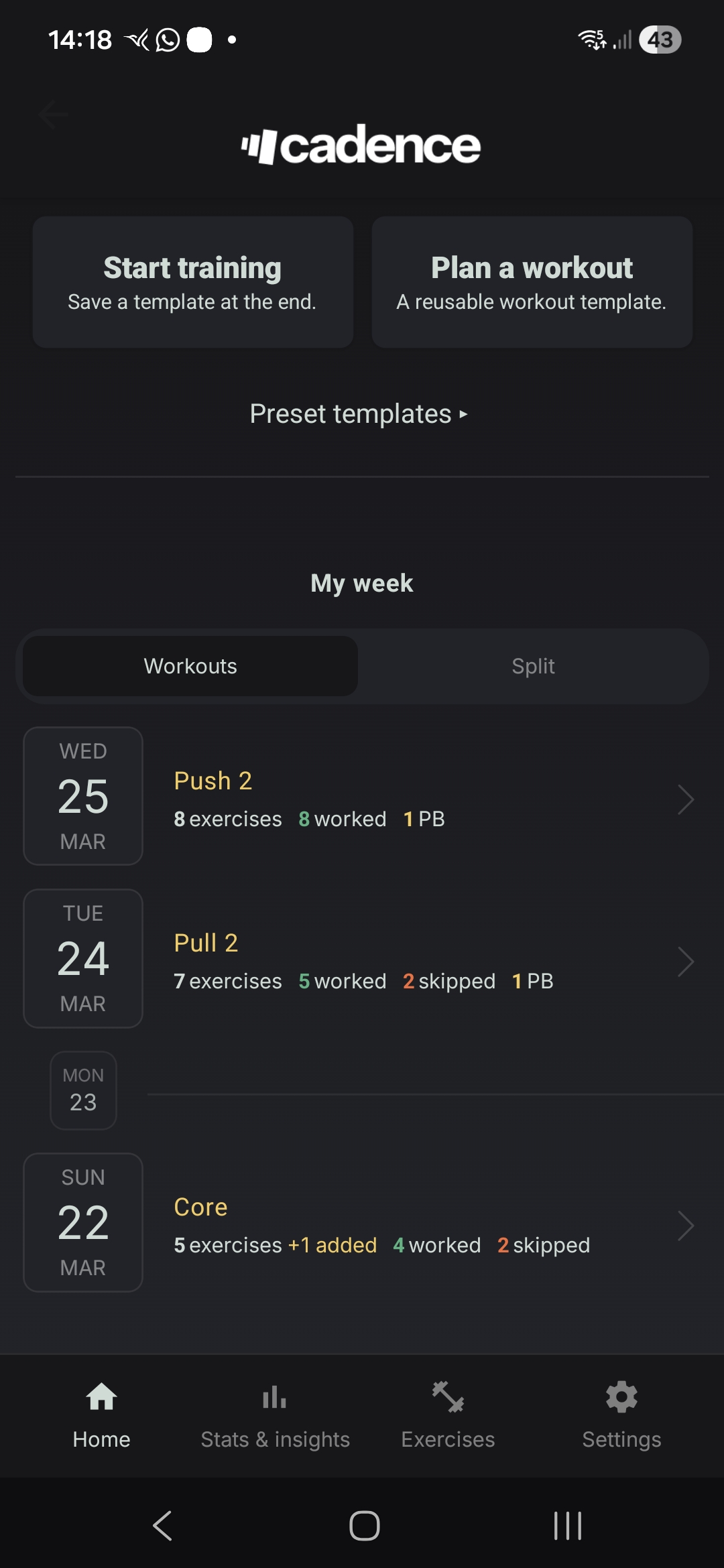 Cadence app screenshot